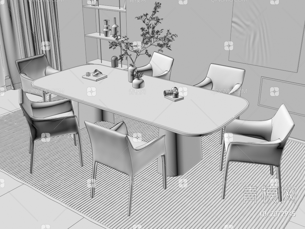 餐桌椅组合3D模型下载【ID:2072945】