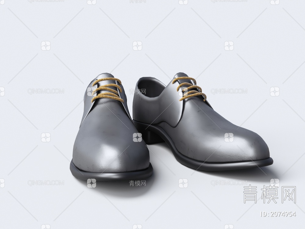 男士黑色系带皮鞋3D模型下载【ID:2074954】