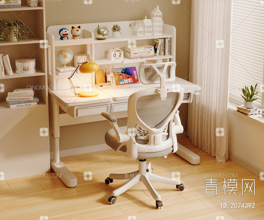 儿童学习桌椅3D模型下载【ID:2074392】