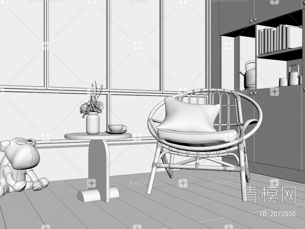 休闲椅 茶几组合3D模型下载【ID:2072550】