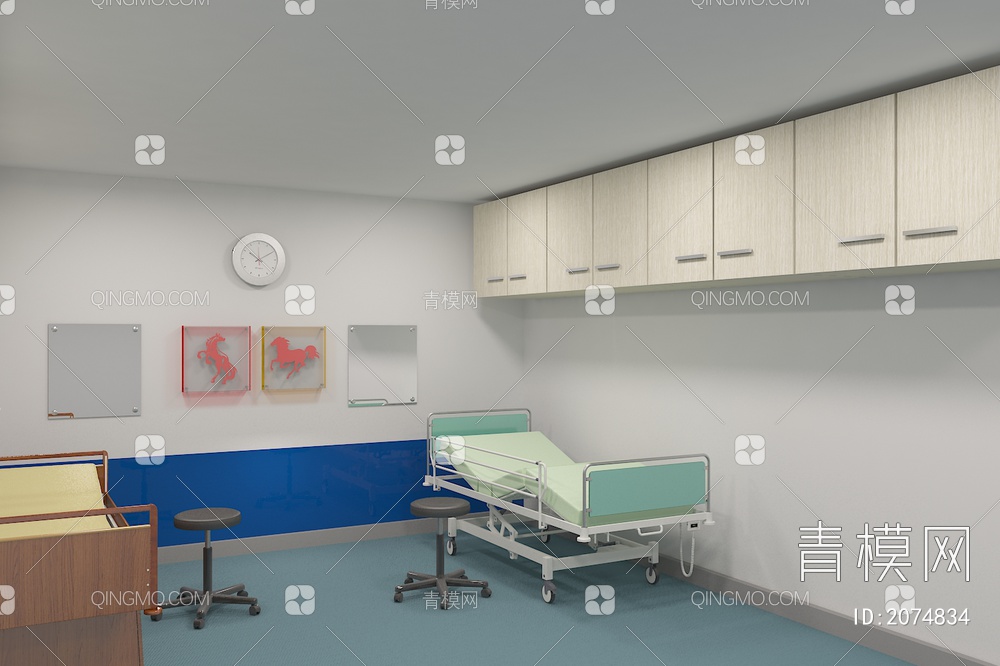 医院病床3D模型下载【ID:2074834】