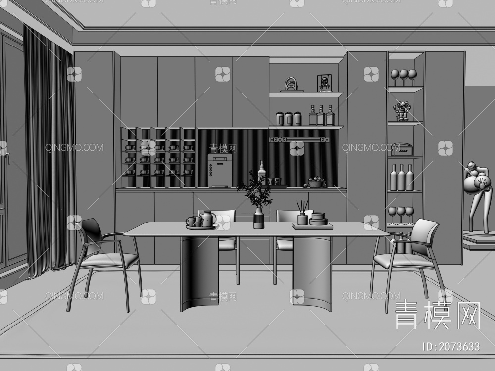 餐厅 餐桌3D模型下载【ID:2073633】