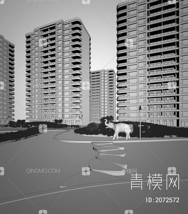 住宅小区3D模型下载【ID:2072572】