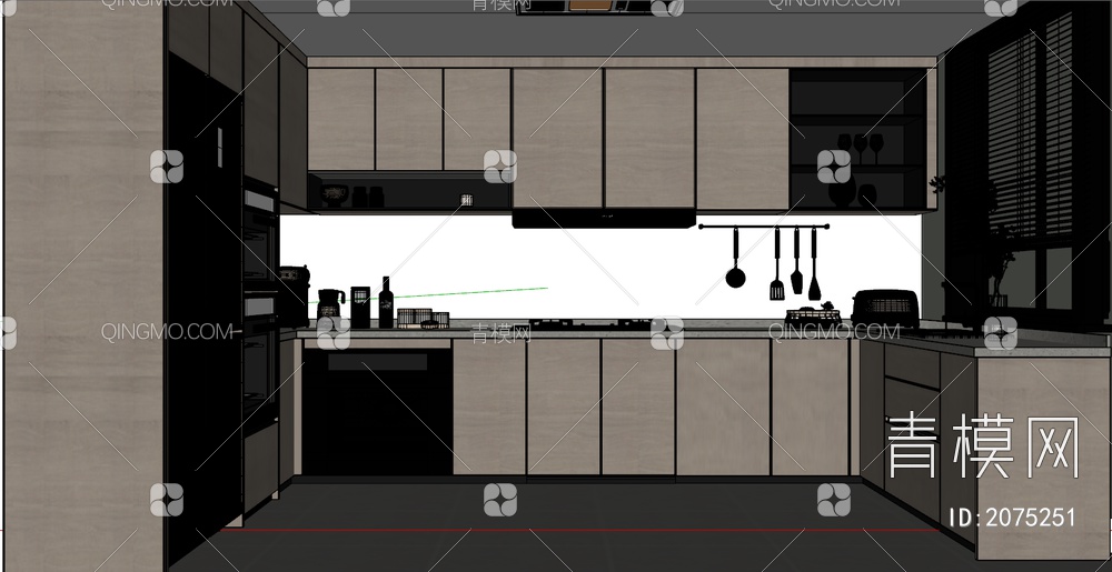 封闭式厨房SU模型下载【ID:2075251】