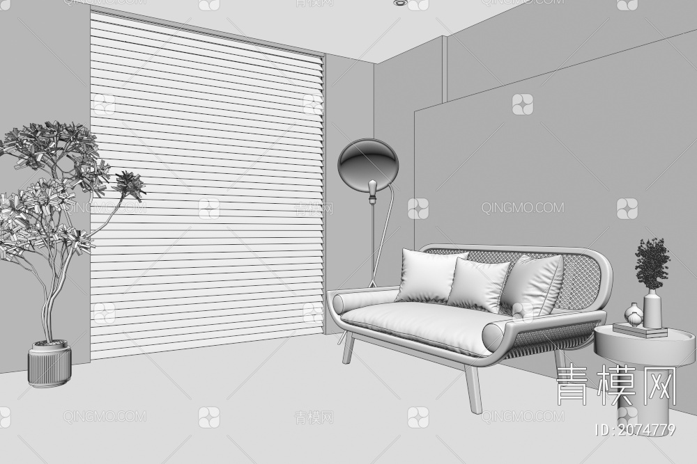 双人沙发3D模型下载【ID:2074779】