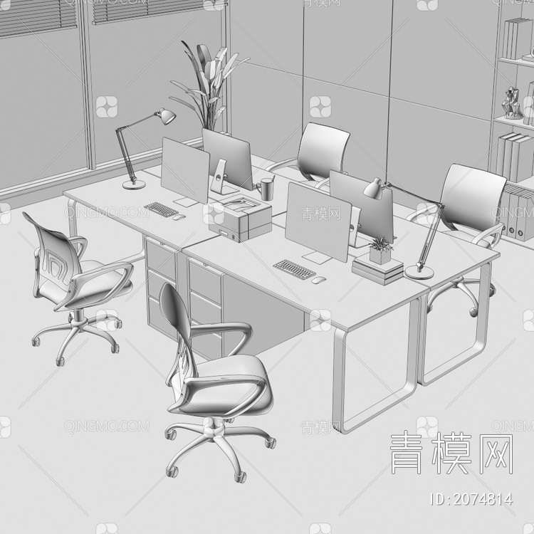 公共办公室3D模型下载【ID:2074814】