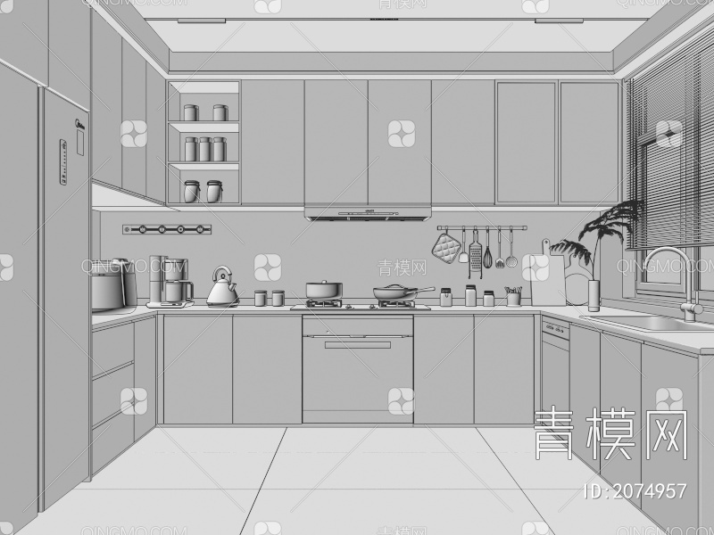 封闭式厨房3D模型下载【ID:2074957】