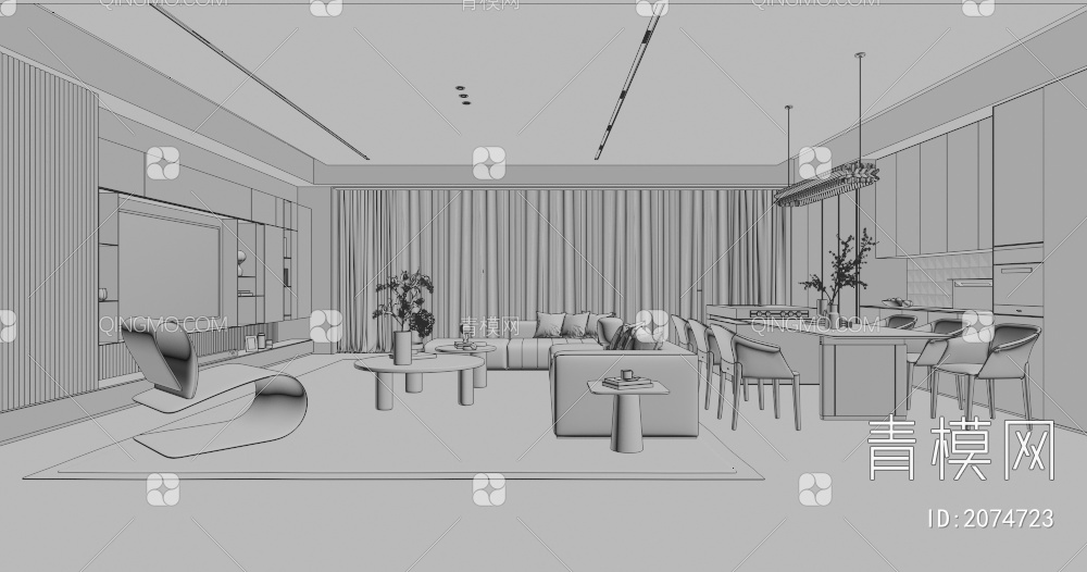 客餐厅3D模型下载【ID:2074723】