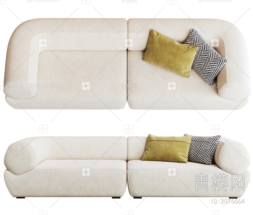 双人沙发3D模型下载【ID:2076664】
