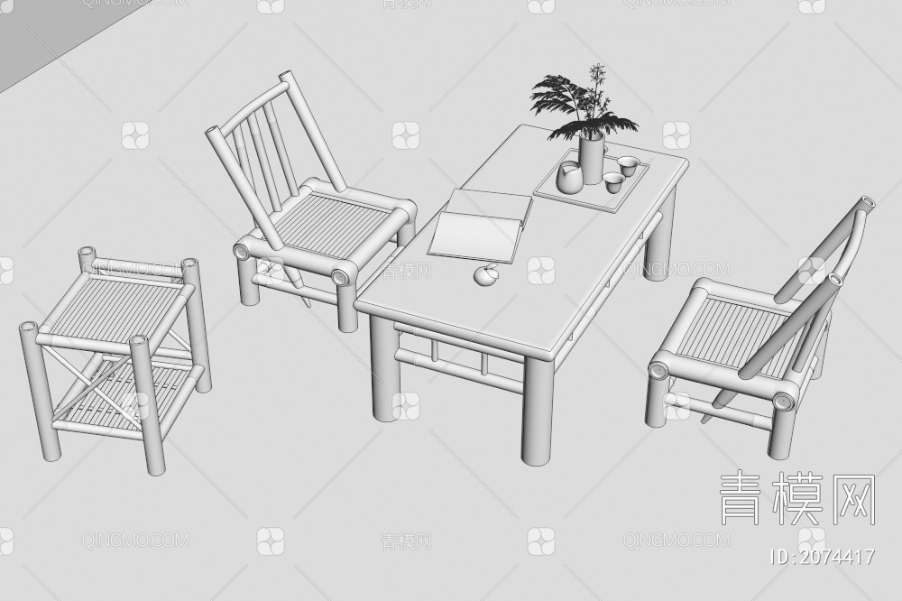 竹编户外桌椅3D模型下载【ID:2074417】