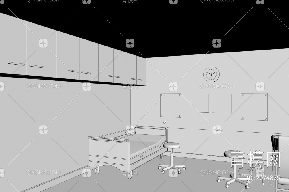 医院病床3D模型下载【ID:2074835】