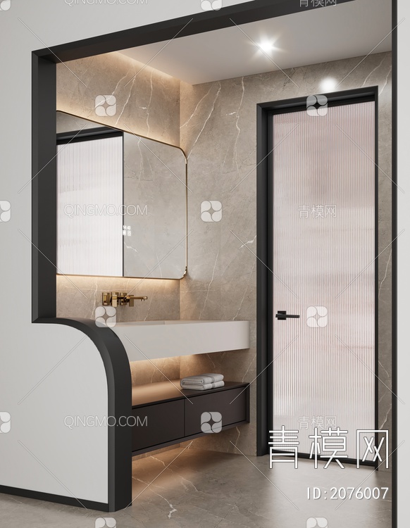 卫生间干区  浴室柜3D模型下载【ID:2076007】