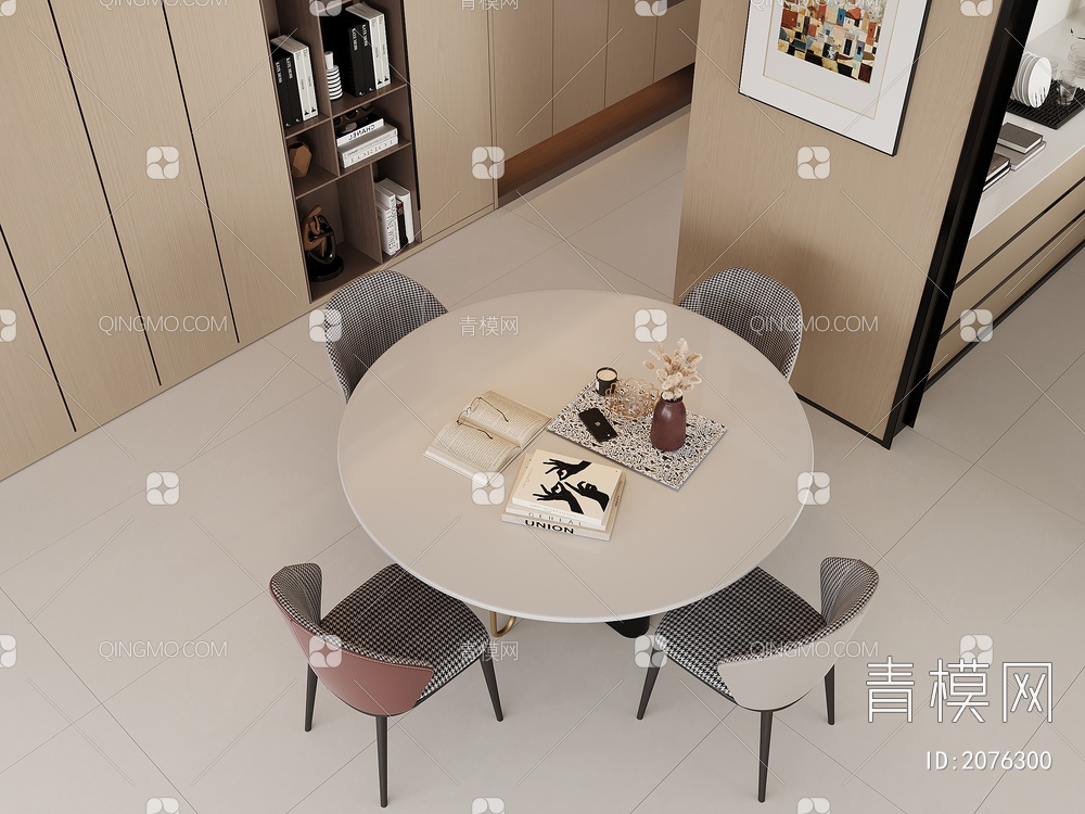 餐厅 餐边柜 餐桌椅 酒柜  餐桌3D模型下载【ID:2076300】