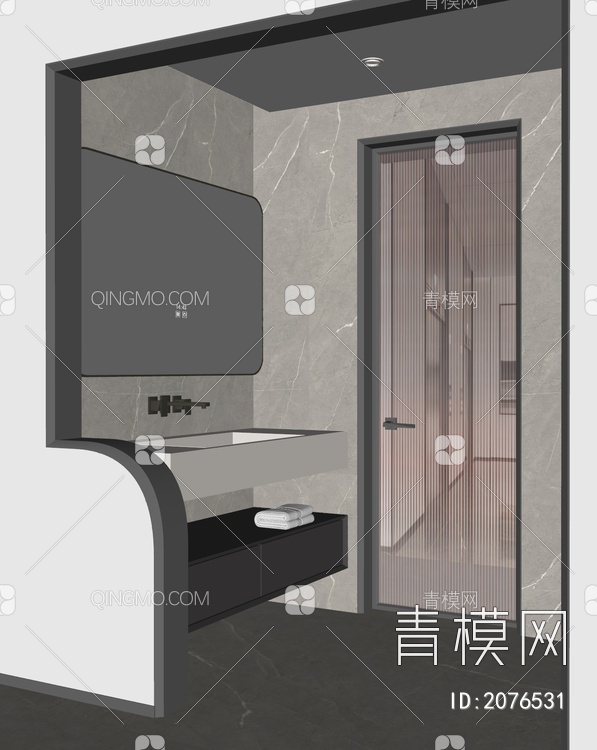 卫生间干区  浴室柜SU模型下载【ID:2076531】