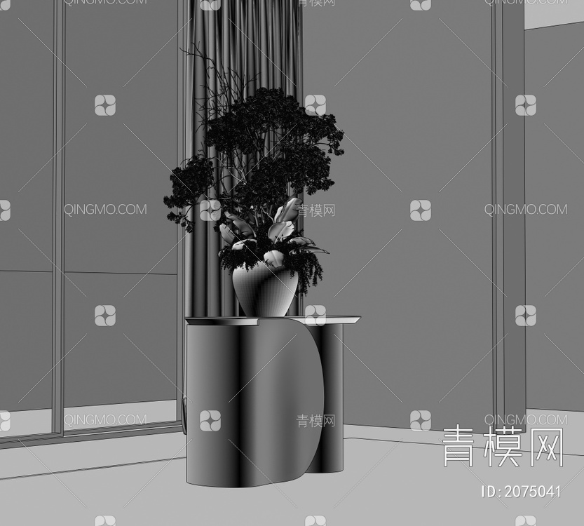 金属花几3D模型下载【ID:2075041】