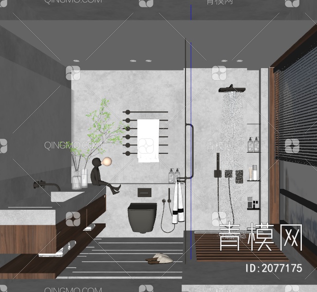 家居卫生间SU模型下载【ID:2077175】