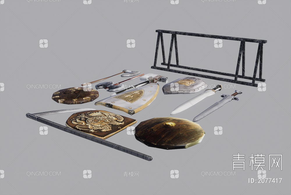 中世纪武器3D模型下载【ID:2077417】