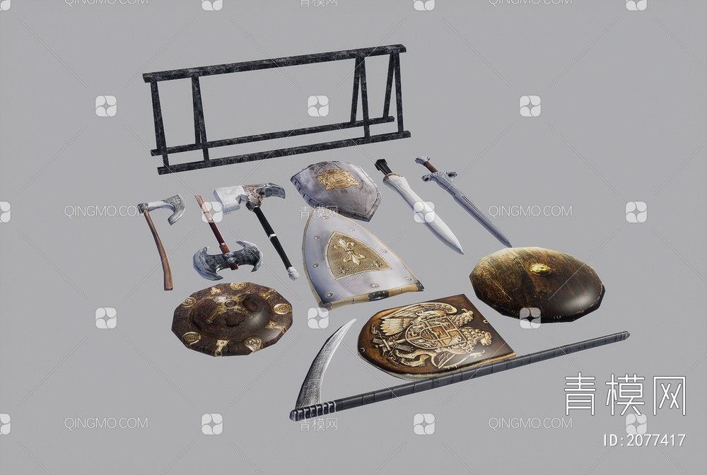 中世纪武器3D模型下载【ID:2077417】