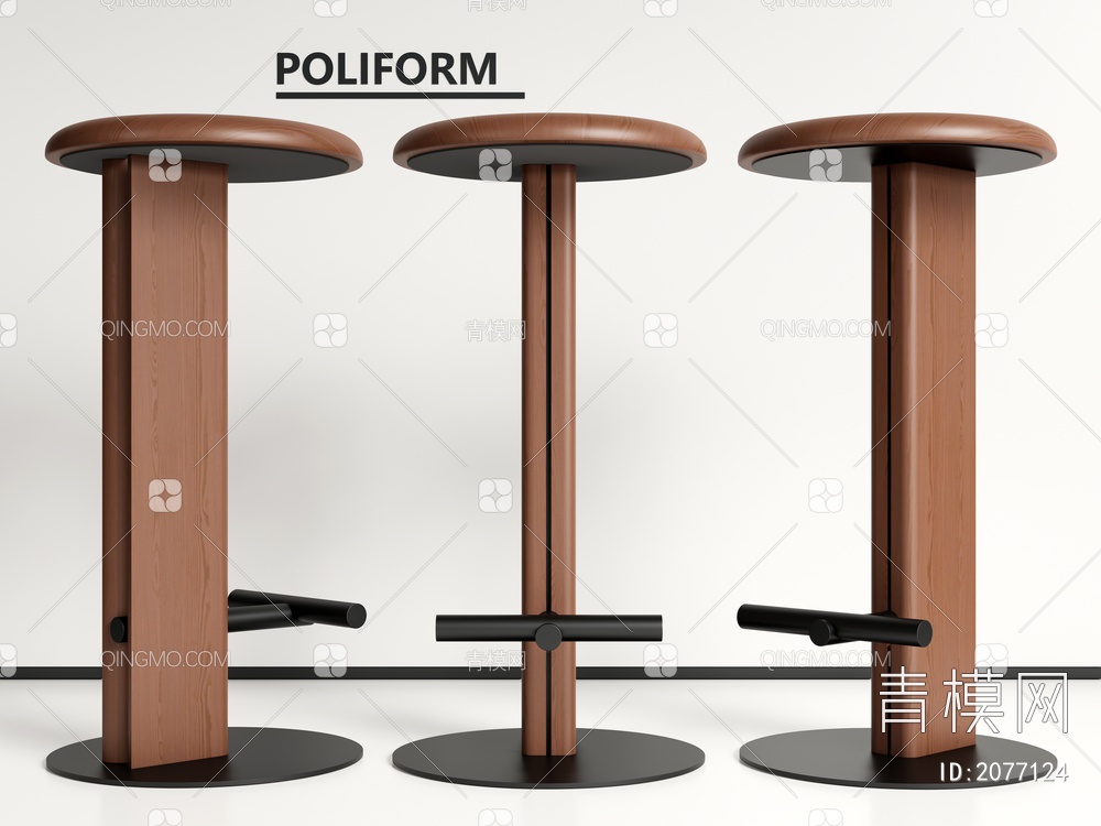 POLIFORM吧椅 吧台椅3D模型下载【ID:2077124】
