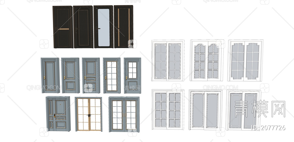 门组合SU模型下载【ID:2077726】