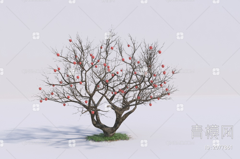 景观树_柿子树3D模型下载【ID:2077861】