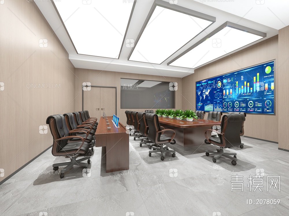 会议室 控制室 指挥室 观察室 小型会议室 会议桌 办公椅 报告室3D模型下载【ID:2078059】