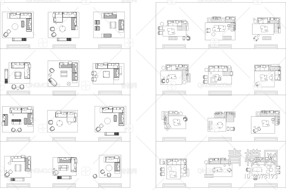 户型优化布局CAD图库 室内设计家装家具平面网红模块素材图块素材【ID:2078193】