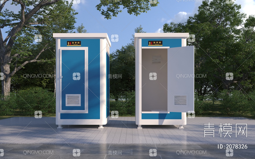 公共移动厕所3D模型下载【ID:2078326】