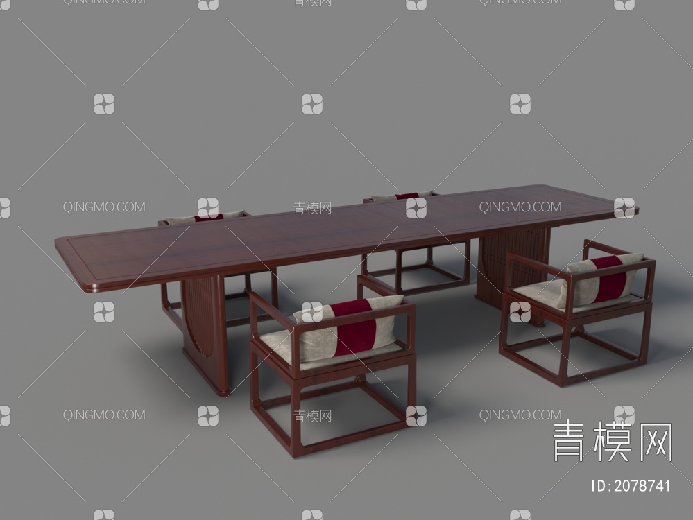 红木茶桌椅3D模型下载【ID:2078741】