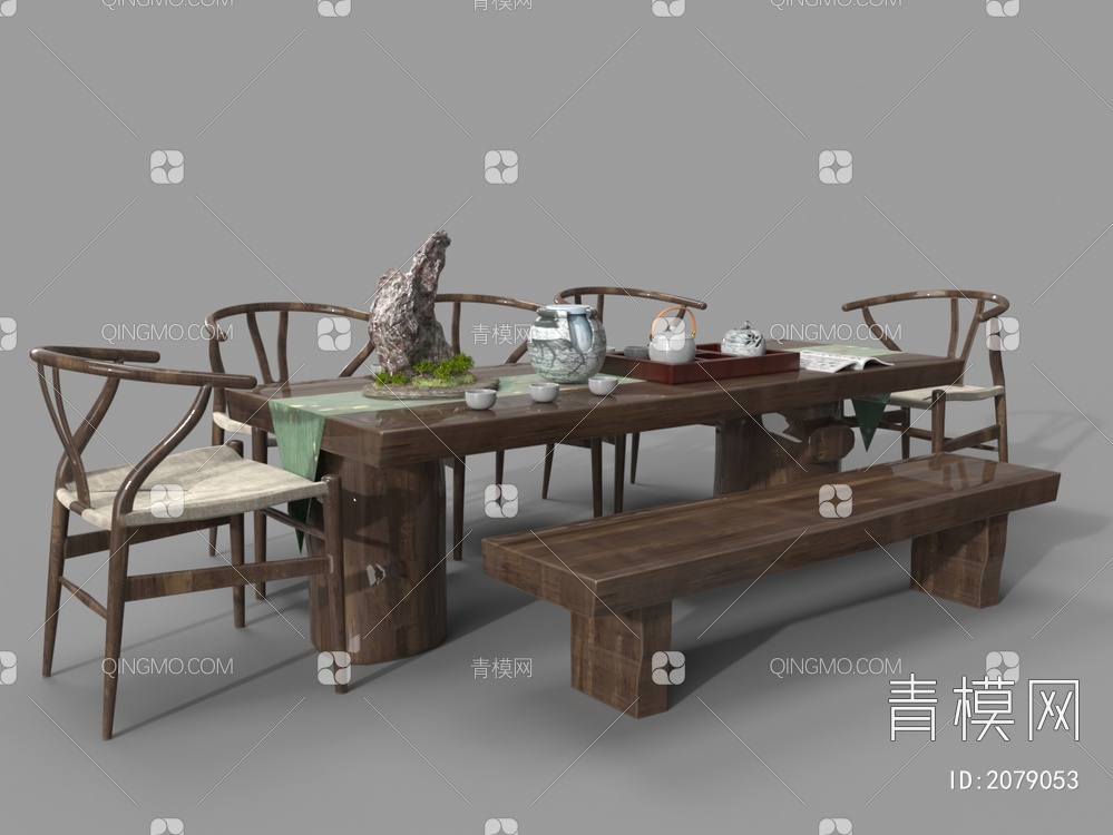 茶桌椅3D模型下载【ID:2079053】