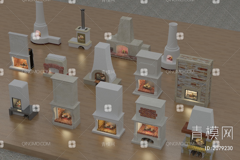 壁炉火炉3D模型下载【ID:2079230】