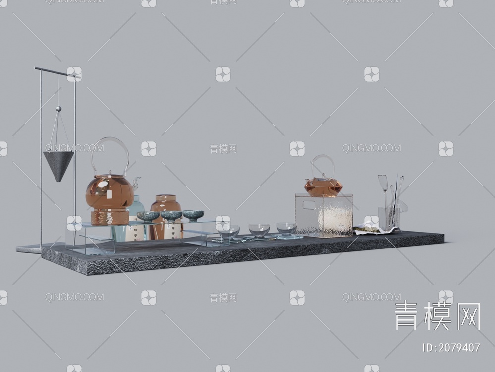 玻璃茶具3D模型下载【ID:2079407】
