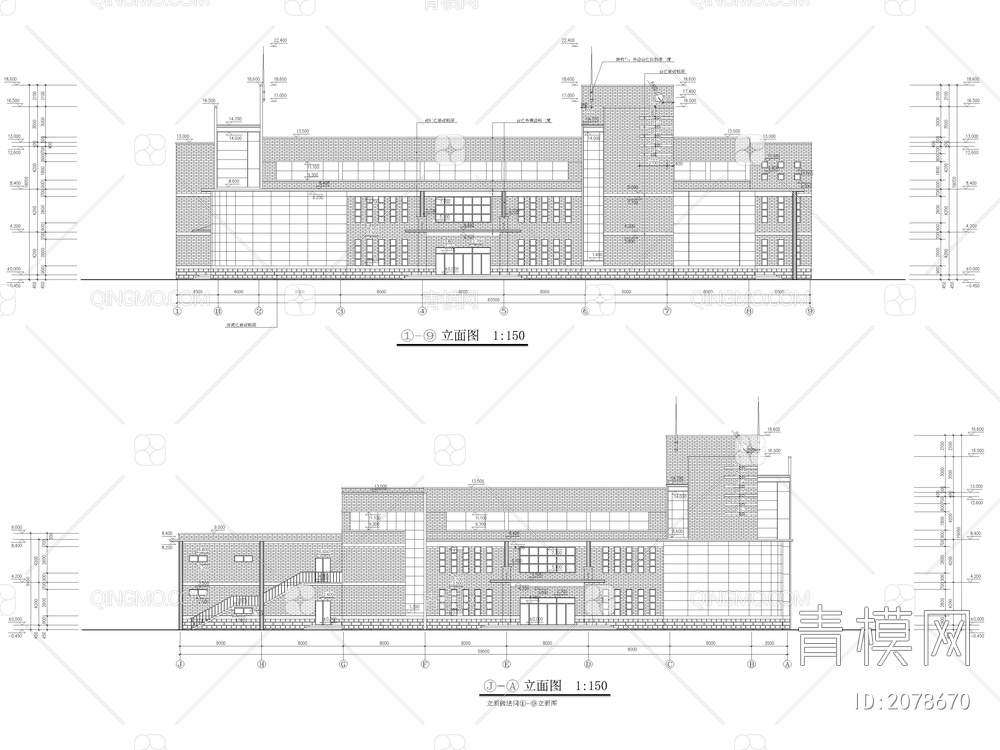 100套大学校园建筑规划CAD施工图【ID:2078670】