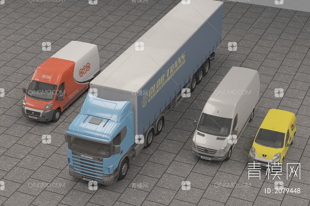 货车 卡车 面包车3D模型下载【ID:2079448】