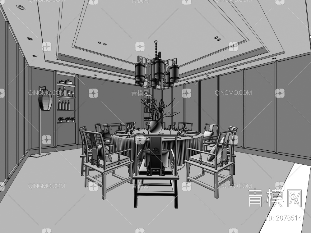 餐厅包间3D模型下载【ID:2078514】