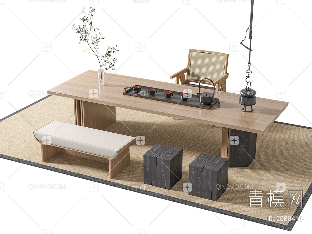 茶桌椅3D模型下载【ID:2080415】