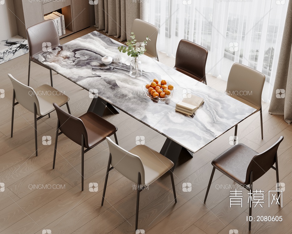 餐桌椅组合3D模型下载【ID:2080605】