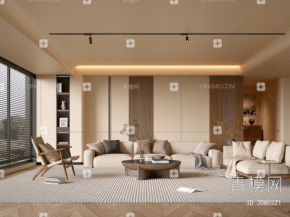 客厅 沙发组合 沙发背景墙3D模型下载【ID:2080321】