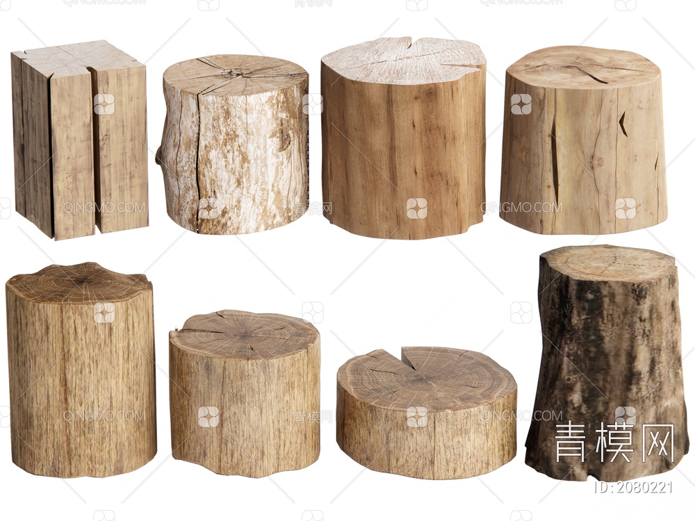 木桩 树凳3D模型下载【ID:2080221】
