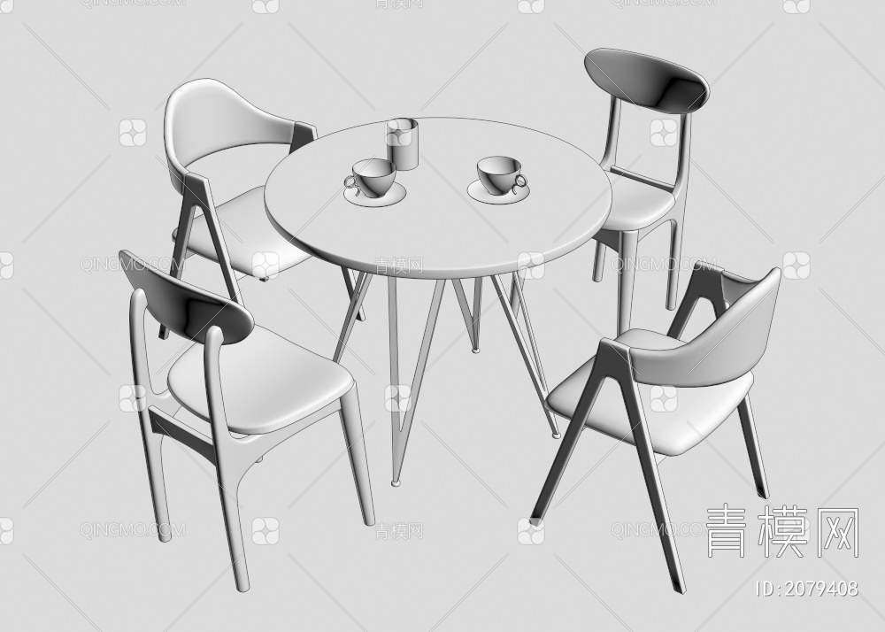 餐桌椅组合  餐厅圆桌 桌椅3D模型下载【ID:2079408】