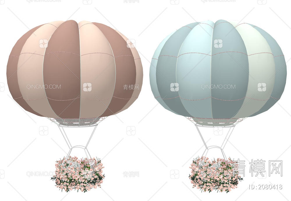 鲜花热气球SU模型下载【ID:2080418】