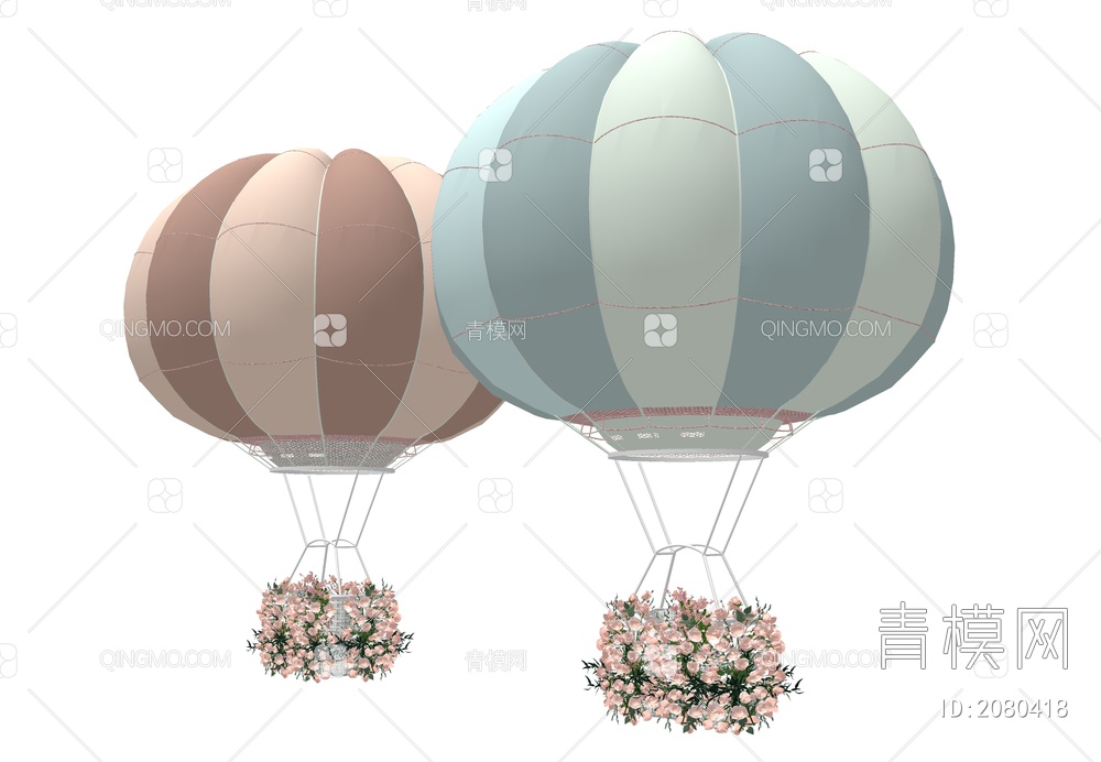 鲜花热气球SU模型下载【ID:2080418】