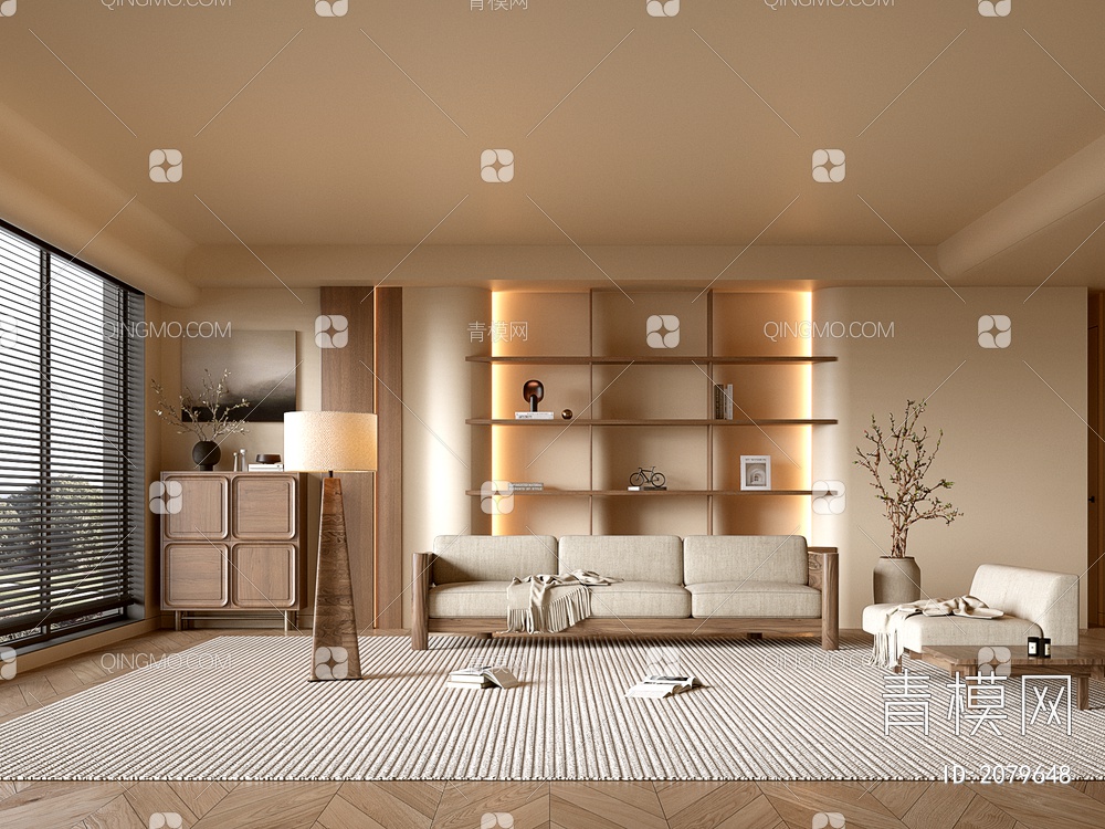 客厅 沙发组合 沙发背景墙3D模型下载【ID:2079648】
