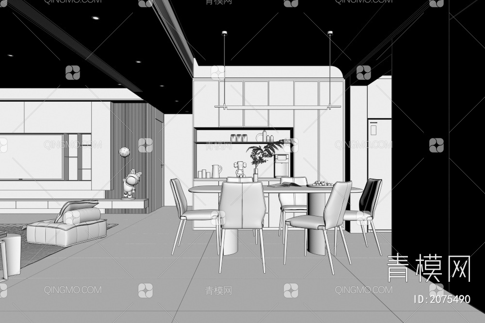 客餐厅3D模型下载【ID:2075490】