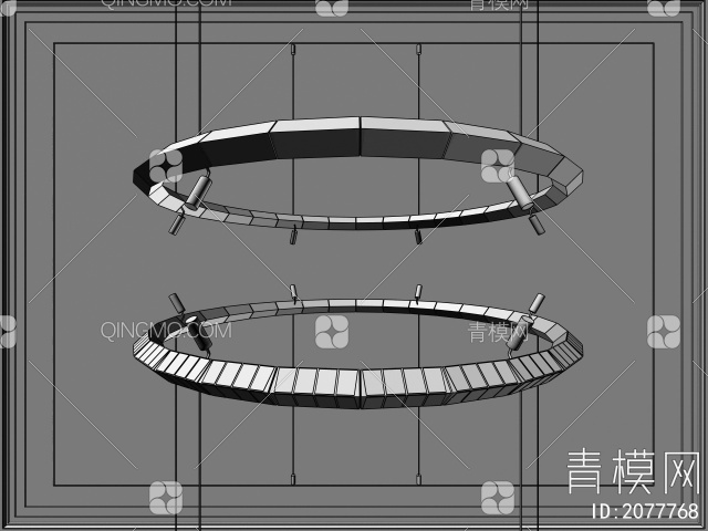 圆形多头吊灯3D模型下载【ID:2077768】