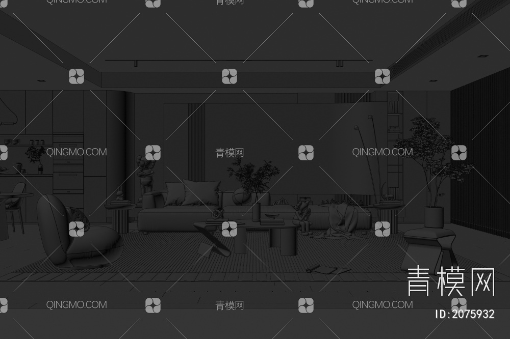 客厅3D模型下载【ID:2075932】