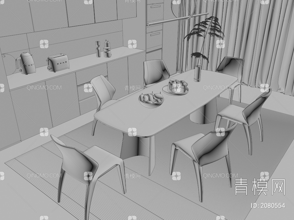 餐桌椅3D模型下载【ID:2080554】