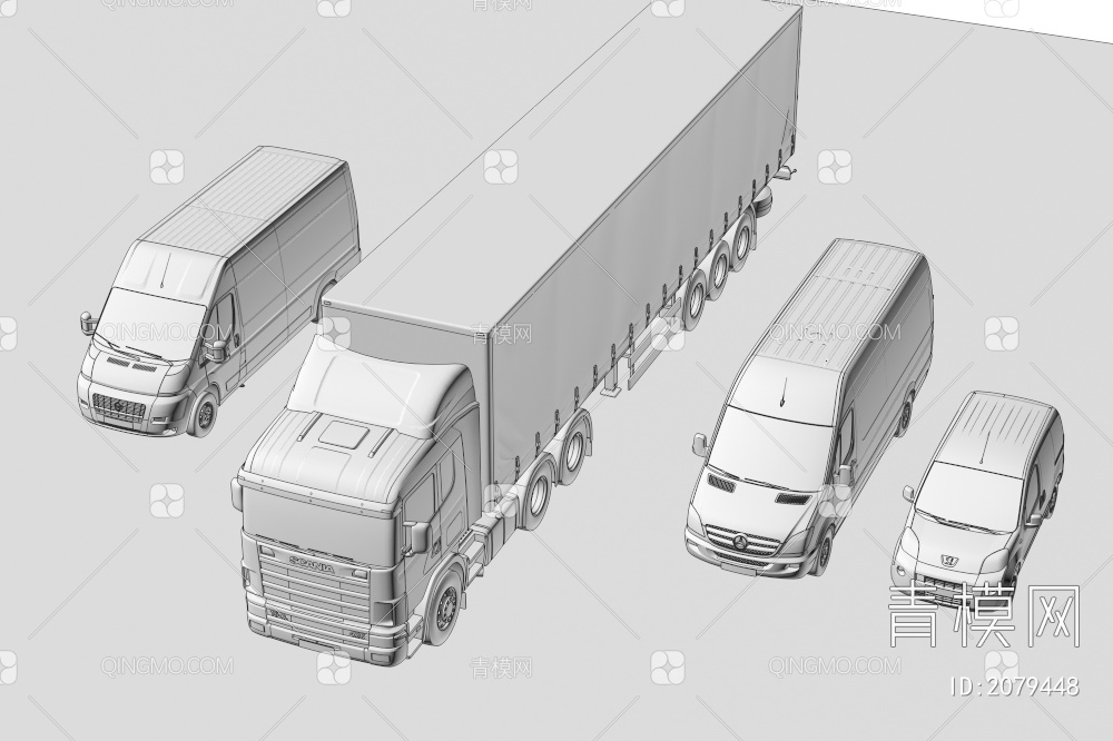 货车 卡车 面包车3D模型下载【ID:2079448】