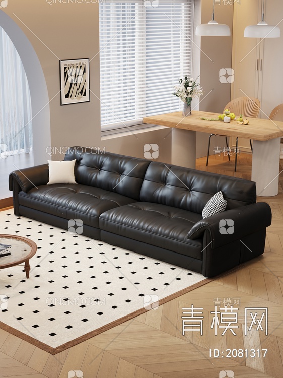 复古多人沙发3D模型下载【ID:2081317】