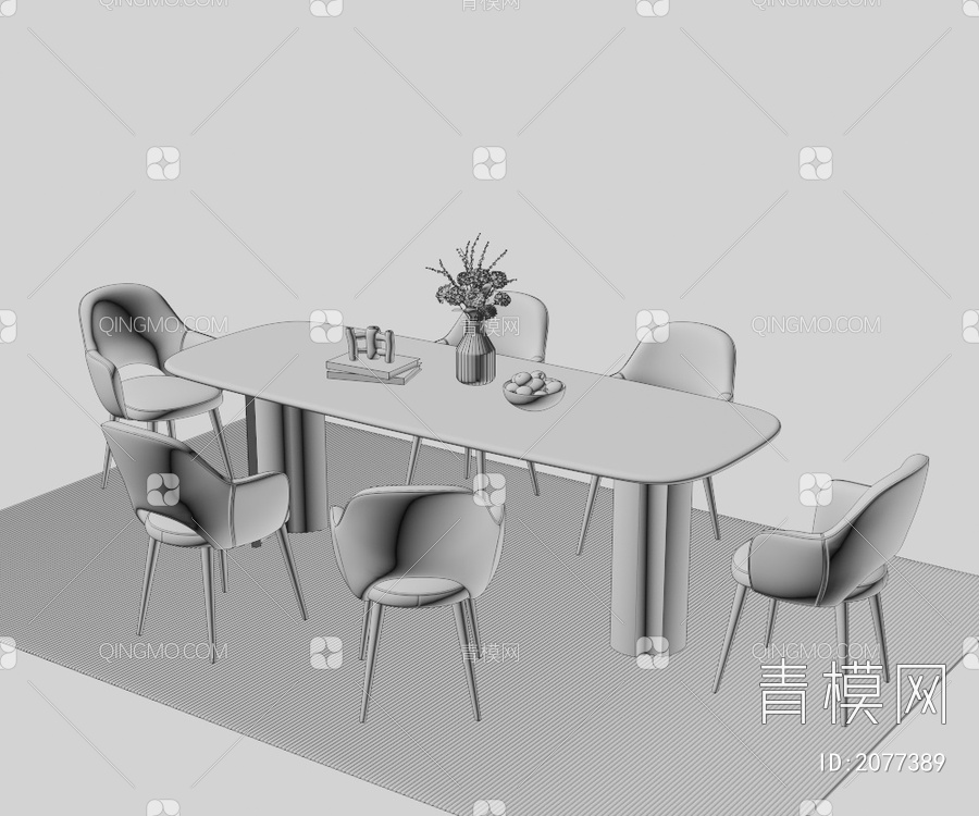 餐桌椅组合3D模型下载【ID:2077389】